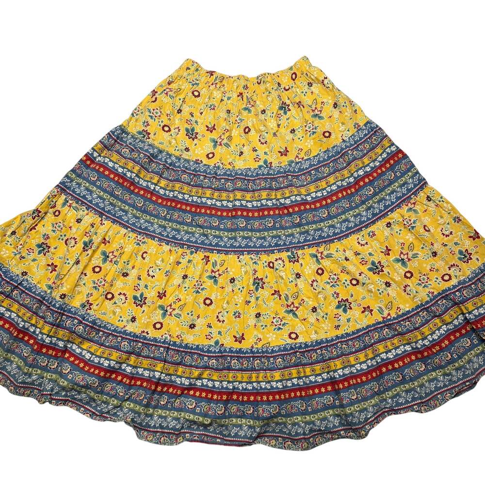 Vintage 90s Orvis Floral Patchwork Tiered Skirt Women’s 16x35.5 Boho Cottagecore